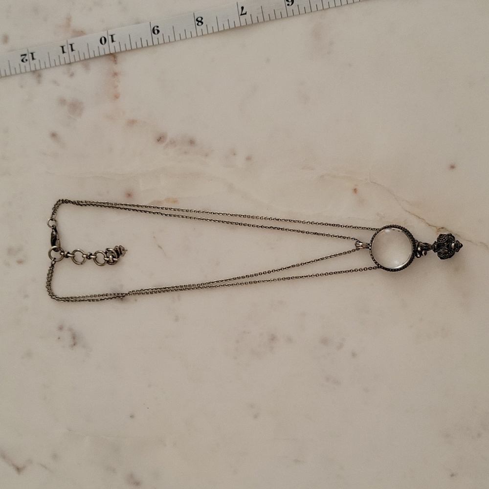 Silver Lucky Brand Double Chain Necklace